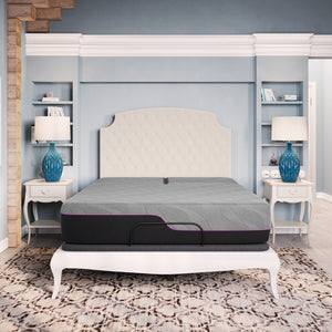 Legends Furniture Bridgevine Home 11 Inch Flex Head Adjustable Queen Size 3-layer Memory Foam Mattress And Bed Frame Bundle Grey, Grey  Zrem-adj-afrmrn-fq