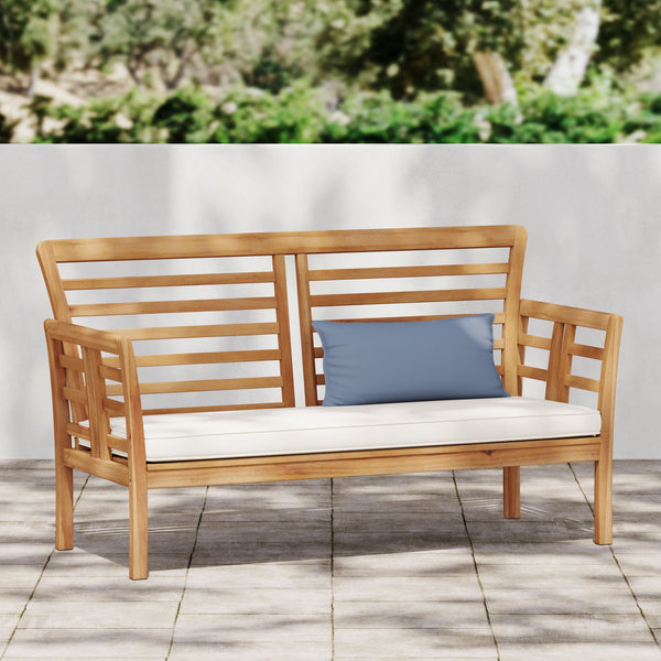English Elm Caydon Outdoor Loveseat Solid Acacia Hardwood Open Slat Frame Patio Bench Seating 56818.00WTC