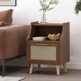 Christopher Knight Home® - Noble House - Boyes Contemporary End Table with Hutch, Walnut, Natural, and Antique Gold