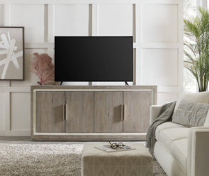 Hooker Furniture Serenity Coastal Tulum Media Cabinet — Malibu Gray Oak Veneer, Soft-Close Doors, Tv Storage 75" 6350-55478-95