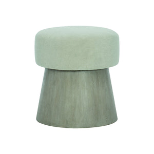 Bernhardt Bernhardt Linea Round Bench — Sculptural Cerused Greige Oak & Gray Upholstered Stool, Rustic Modern Appeal 384507G