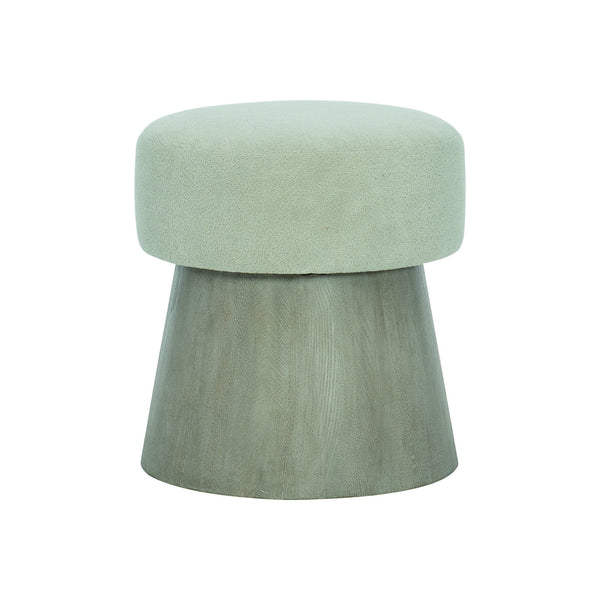 Bernhardt Bernhardt Linea Round Bench — Sculptural Cerused Greige Oak & Gray Upholstered Stool, Rustic Modern Appeal 384507G
