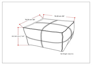 English Elm Brody - Versatile Large Square Coffee Table Pouf In Distressed Black Vegan Faux Leather For Style B136P159347