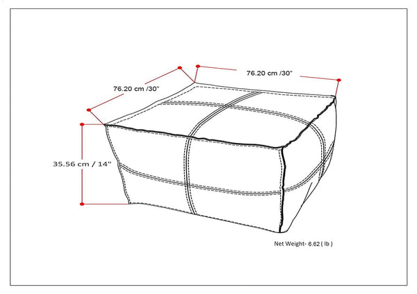 English Elm Brody - Versatile Large Square Coffee Table Pouf In Distressed Black Vegan Faux Leather For Style B136P159347