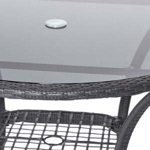 English Elm San Pico Round Outdoor Bistro Table Pe Wicker Iron Frame Glass Top Patio 56225.00TBL