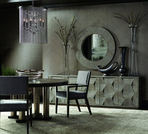 Bernhardt Bernhardt Linea Round Dining Table — 60" Wire-Brushed Oak Top, Cerused Charcoal Finish, Textured Graphite Base K1099