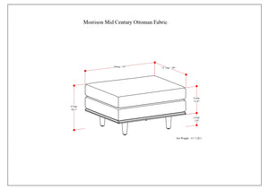 English Elm Morrison Ottoman: Handcrafted Mist Grey Mid-Century Modern Design For Versatile Comfort & Style B136P159951