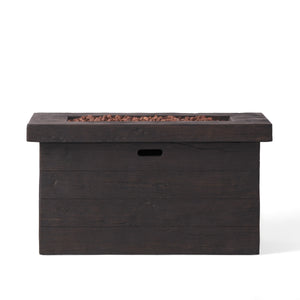 English Elm Custer Outdoor Rectangular Mgo Fire Pit 50000 Btu Patio Entertaining Table 61102.00BRN-50K