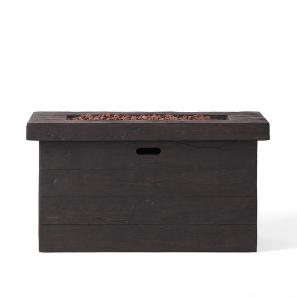 English Elm Custer Outdoor Rectangular Mgo Fire Pit 50000 Btu Patio Entertaining Table 61102.00BRN-50K