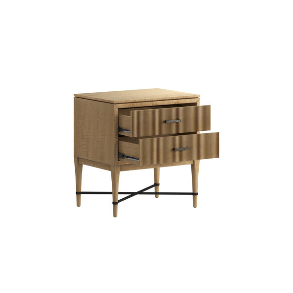 A.R.T. Furniture Loft Contemporary 2 Drawer Nightstand In Figured Maple With Grooved Drawers And Bronze Finish Bronze Material(S), Poplar,Rubberwood And Figured Maple Veneer 335140-1911