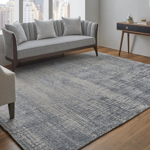 Feizy Rugs Eas69aif Eastfield Artisanal Hand-woven Viscose And Wool Abstract Rug - Modern Style For Any Space Blue,Ivory,Gray Viscose,Wool Eas69aifblubgep00