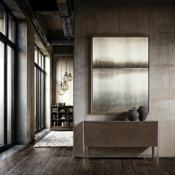 Bernhardt Bernhardt Outline Buffet With Wire-Brushed Oak, Textured Steel Frame, Soft-Close Drawers & Shelves 360135