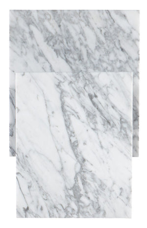 Hooker Furniture Melange Glendon Side Table With Carrara Marble Veneer Top And Distressed Silver Cast Metal Base 14.00 L x 22.00W x 22.50H 628-50035-00