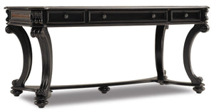Hooker Furniture Telluride Distressed 66" Writing Desk With Leather Inset, Nailhead Trim & Curved Scroll Legs 370-10-459