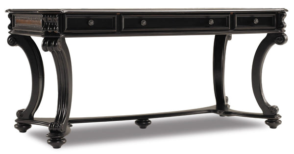 Hooker Furniture Telluride Distressed 66" Writing Desk With Leather Inset, Nailhead Trim & Curved Scroll Legs 370-10-459