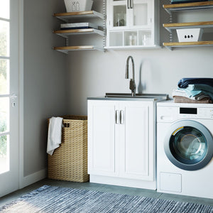 English Elm Darwin - Stylish 28" Laundry Cabinet With Deep Stainless Steel Sink & Pull-Out Faucet For Easy Use B136P158794