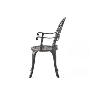 English Elm Camden Outdoor Cast Aluminum Bistro Set with Ice Bucket Scrollwork Copper Patio 52255.00COP