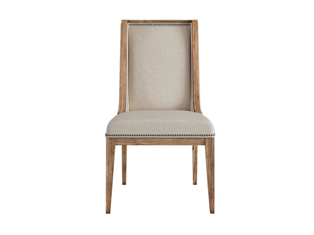 A.R.T. Furniture Set Of 2 - Passage Hostess Sling Chair - Elegant Natural Oak Finish With Velvet Upholstery & Nailhead Trim - Set Of 2 Beige, Brown Ash Solids,Knotty Oak Veneers,Foam,Fabric,Metal 287201-2302