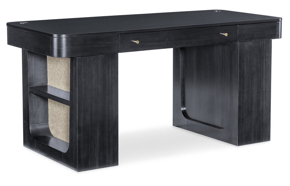Hooker Furniture Kenzo Sit to Stand Home Office Desk with Grass Cloth Accents and Wood Grain Finish 6104-10458-99