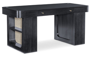 Hooker Furniture Kenzo Sit to Stand Home Office Desk with Grass Cloth Accents and Wood Grain Finish 6104-10458-99