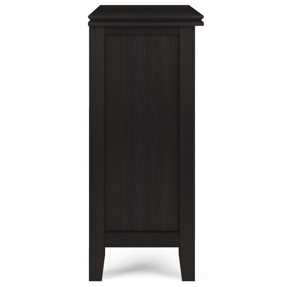 English Elm Artisan Low Storage Cabinet In Rich Hickory Brown - Handcrafted Wood, Glass Doors & Adjustable Shelves B136P158396