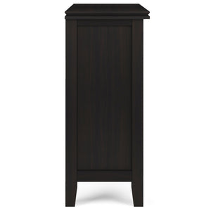 English Elm Artisan Low Storage Cabinet In Rich Hickory Brown - Handcrafted Wood, Glass Doors & Adjustable Shelves B136P158396