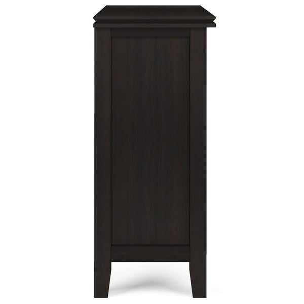 English Elm Artisan Low Storage Cabinet In Rich Hickory Brown - Handcrafted Wood, Glass Doors & Adjustable Shelves B136P158396
