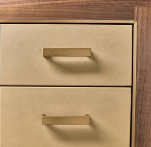 Hooker Furniture Melange Zurich 12 Drawer Chest Walnut Veneer Ivory Leather Brass Hardware Bedroom 628-90011-05