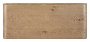 Hooker Furniture Commerce Oak Accent Chest With Window-Pane Doors, Medium Natural Finish, Rounded Top & Adjustable Shelf 7228-50742-80