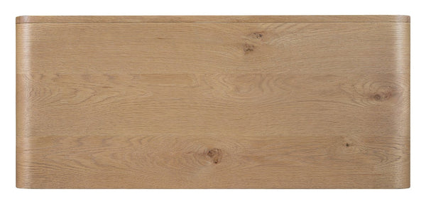 Hooker Furniture Commerce Oak Accent Chest With Window-Pane Doors, Medium Natural Finish, Rounded Top & Adjustable Shelf 7228-50742-80