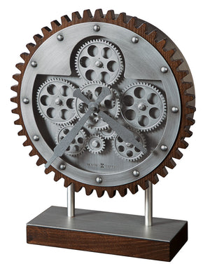 Hekman Furniture 635249 Stunning Antique Silver-finished Mantel Clock With Dynamic Moving Gears And Wood Base  Hamish Accent Clock 635249