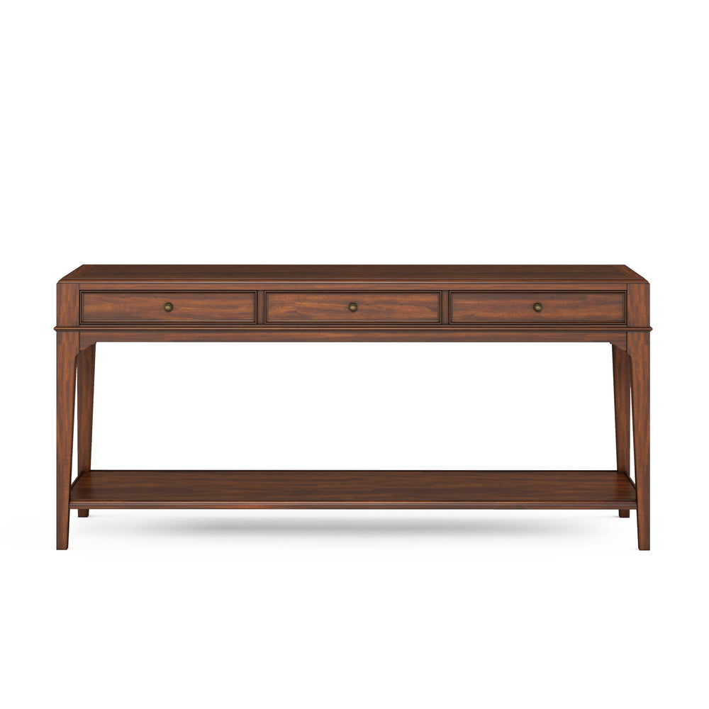 A.R.T. Furniture Newel Sofa Table In Vintage Cherry – Elegant Storage Solution With Dovetail Drawers & Adjustable Legs Brown Poplar Solids,Cherry Veneers,Metal 294307-1406