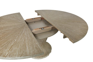 A.R.T. Furniture Tamarac Round Dining Table - Dusky Brindle Finish, Extends To 82”, Seating For 4-6, Unique Base Design Beige, Beige Material, Parawood Solids,Oak Veneer,Resin 267225-2352