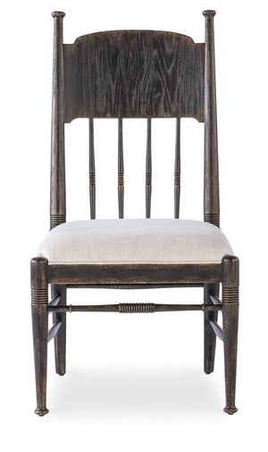 Hooker Furniture Americana Molasses Side Chair With Linen Performance Seat, Turned Spindle Back & Tailored Welt Trim 7050-75310-89