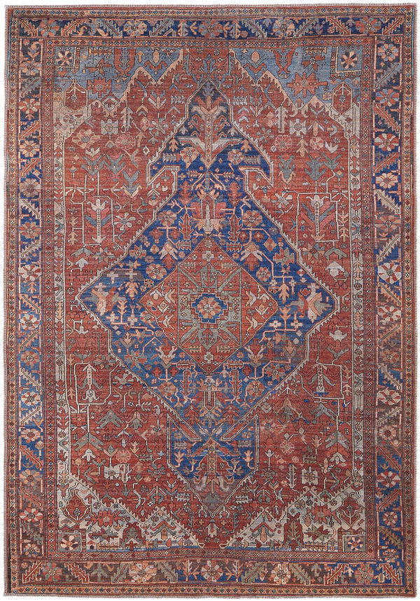 Feizy Rugs Rawlins Vintage-inspired Medallion Rug – Stunning Antique Design In Warm Red And Cool Blue Hues Red,Tan,Blue Polyester Rln39hqfrednvyp00