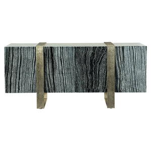 Bernhardt Bernhardt Linea Entertainment Console With Black Forest Marble, Cerused Greige Wood & Textured Aluminum 384875G