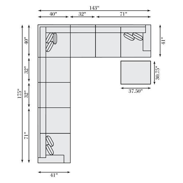 Bernhardt Bernhardt Serena Sectional With Low-Profile Frame And Deep Cushions For Modern Comfort And Style - Made to Order Grey K2028