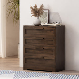 English Elm Christopher Knight Home® - DELANEY Walnut 4-Drawer Dresser with Faux Wood Finish, Compact Storage, Block Pulls, 27.5"W x 34"H 71141.00WALN