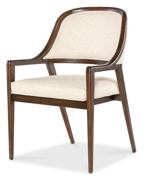 Hooker Furniture Archives Upholstered Arm Chair With Figured Walnut Finish, Curate Wheat Performance Fabric, Tailored Elegance 25.75 L x 23.75W x 35.00H 6123-75500-89