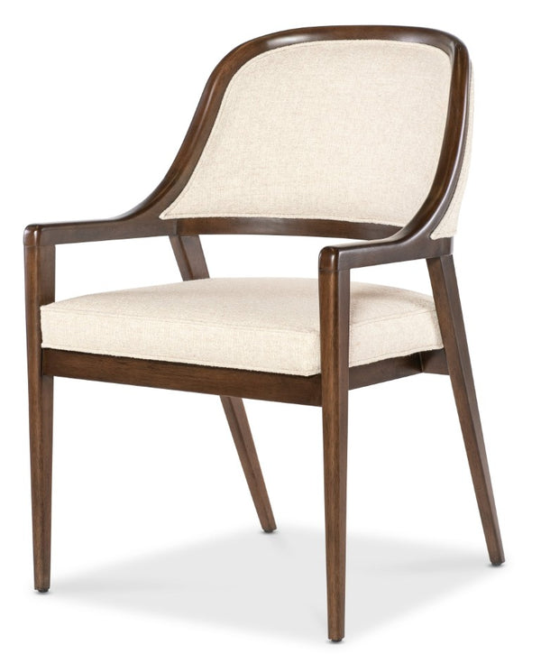 Hooker Furniture Archives Upholstered Arm Chair With Figured Walnut Finish, Curate Wheat Performance Fabric, Tailored Elegance 25.75 L x 23.75W x 35.00H 6123-75500-89