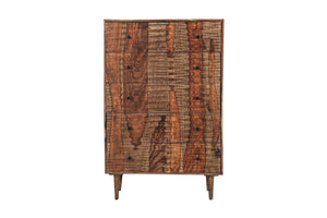 Porter Designs Porter Waves 5 Drawer Chest In Rich Honey Sheesham Wood - Mid-century Modern Storage Solution Brown Wood 04-196-05-w005