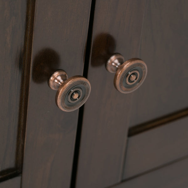 English Elm Carlton Solid Wood TV Media Stand in Dark Tobacco Brown – Handcrafted, 60" TV Capacity, Ample Storage B136P158138