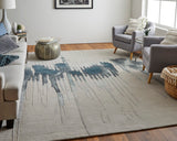 Feizy Rugs Anya Wool/Viscose Hand Tufted Industrial Rug Ivory/Blue/Gray 9' x 12'