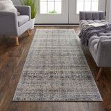Feizy Rugs Kaia Polypropylene/Viscose/Polyester Machine Made Rustic Rug Tan/Ivory/Blue 3' x 12'