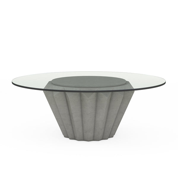 A.R.T. Furniture Vault Cocktail Table With Concrete-look Base, Parawood Solids & Oak Veneers For Stylish Living Spaces Gray Resin,Glass 285382-1049