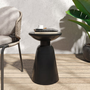 English Elm Outdoor Powder-coated Iron Pedestal Side Table for Patio and Lounge Spaces Black 73615.00BLK
