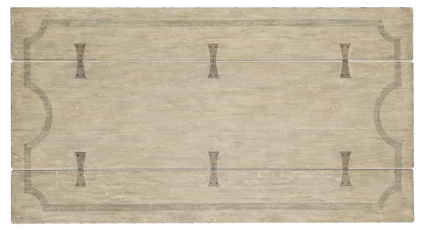 Hooker Furniture Ciao Flip-Top Console Table With Flaky White Distressed Finish, Aged Iron Base & Expandable Desk/Dining Surface 5805-85001-80