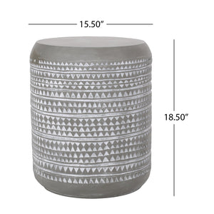 English Elm Outdoor Lightweight Concrete Side Table Artisan Textured Cylinder for Patio or Balcony 73442.00