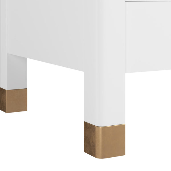 A.R.T. Furniture Eave Bedside Table - Pagoda-Inspired Design with Elegant Storage and Architectural Charm for Bedrooms White 436140-1866