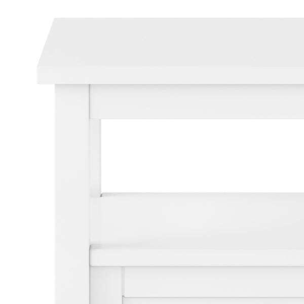 English Elm Warm Solid Wood 20-Inch Transitional End Table In Polished White With Storage Drawer & Tapered Legs B136P159708-GIGA